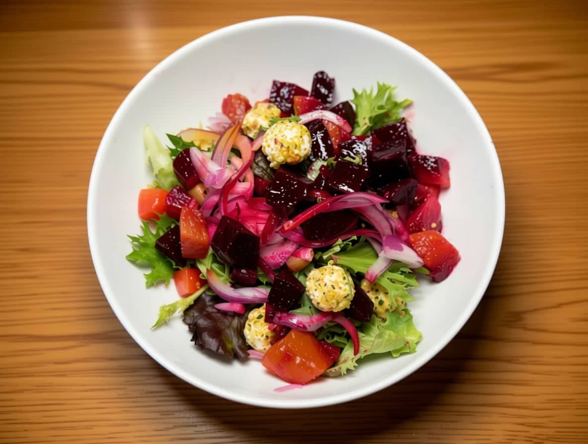 Roasted Beet Salad with Pistachio Goat Cheese