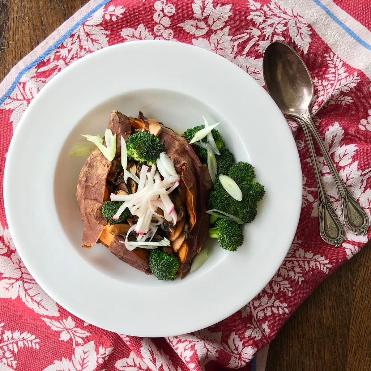 Adobo Stuffed Sweet Potatoes